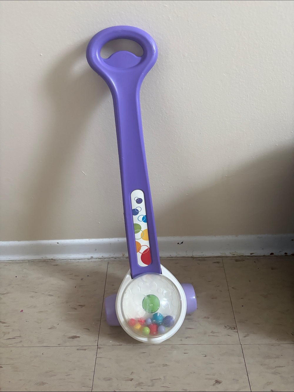 Fisher-Price Purple Bubble Push Toy with Colorful Beads